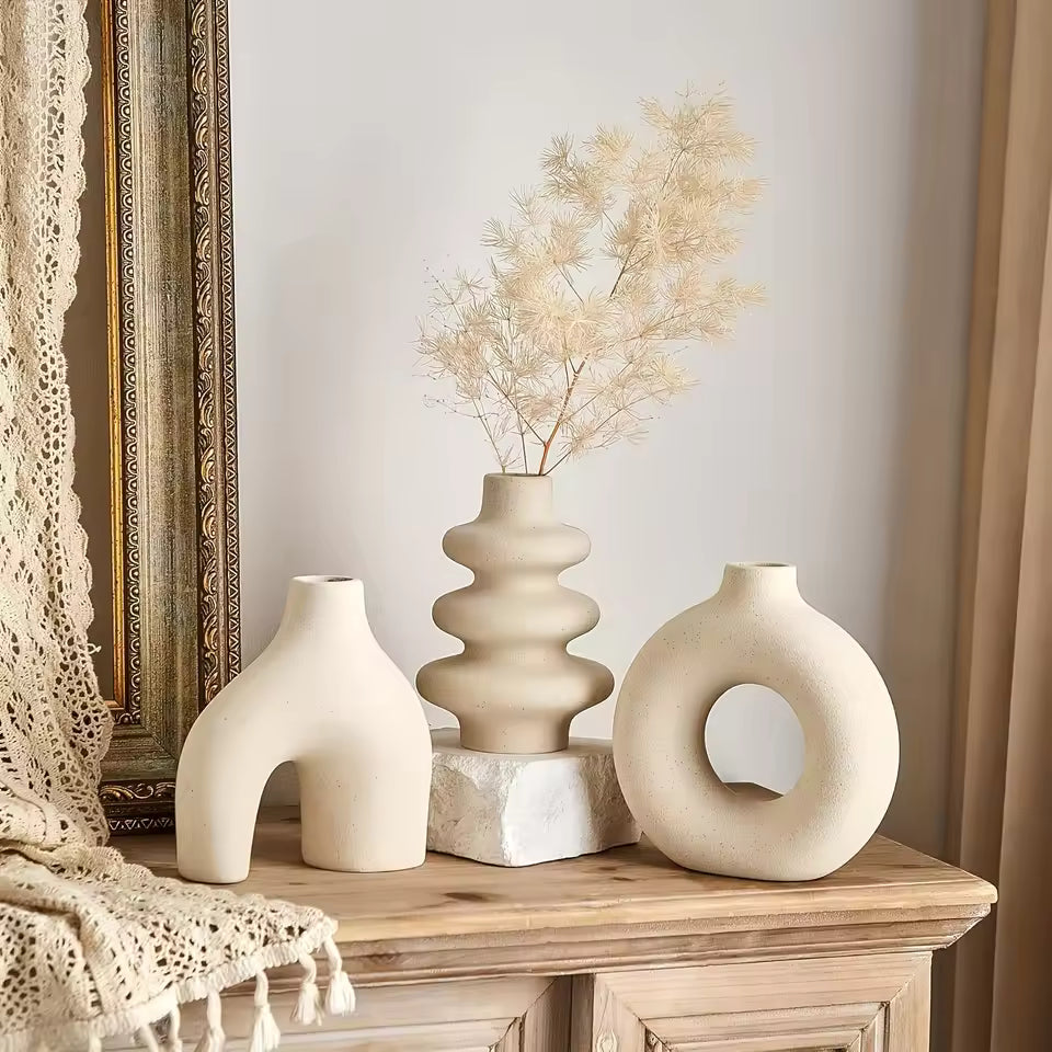 Bohemian Ceramic Vase Set – Aesthetic Home Decor Pakistan | Living Room & Table Decoration