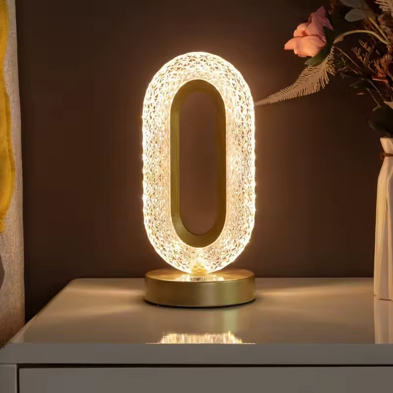 Crystal LED Table Lamp – USB Rechargeable Touch Dimming Bedside Light | Modern Home Decor Items In Pakistan