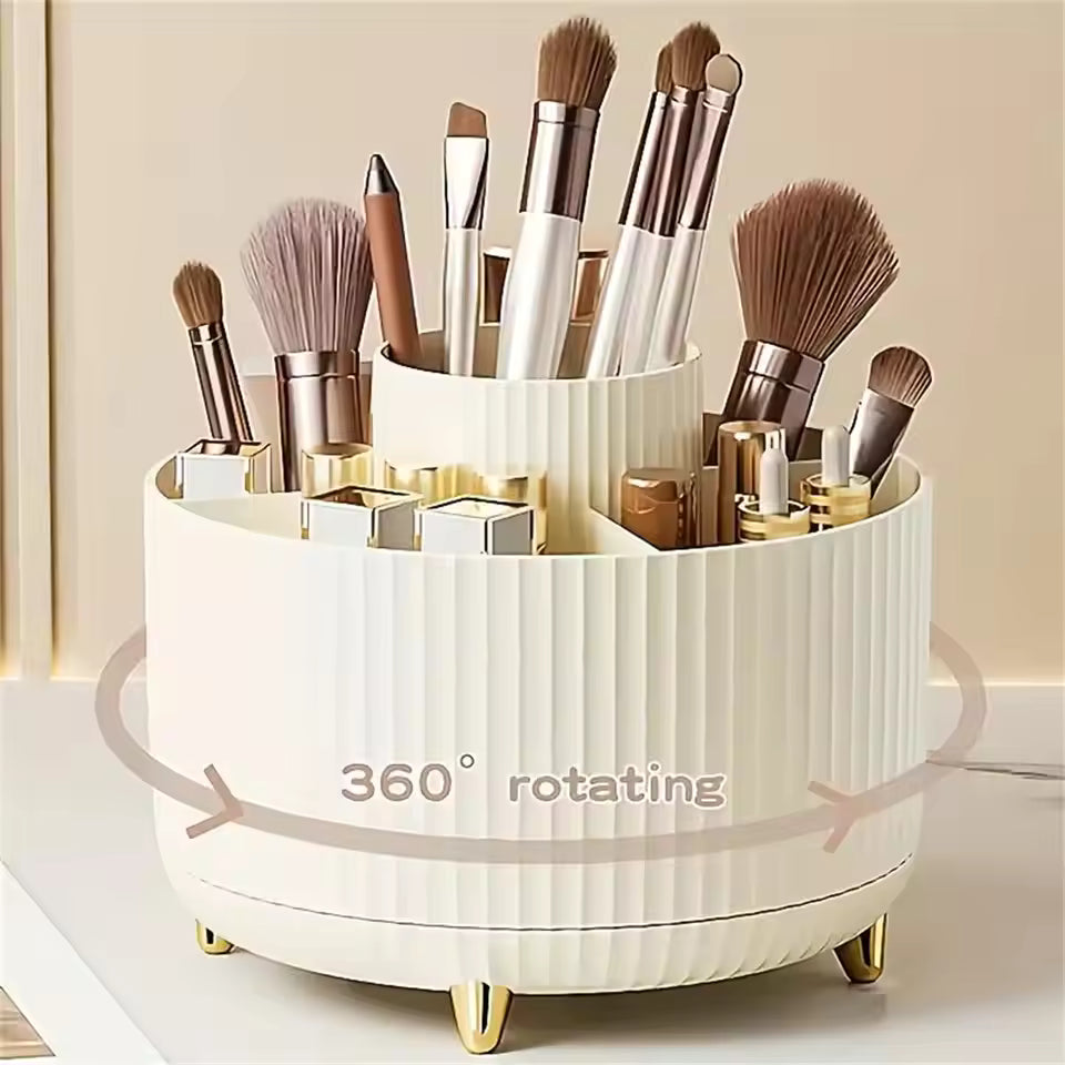 360° Rotating Makeup Organizer – Cosmetic Storage Pakistan | Brush Holder & Vanity Organizer