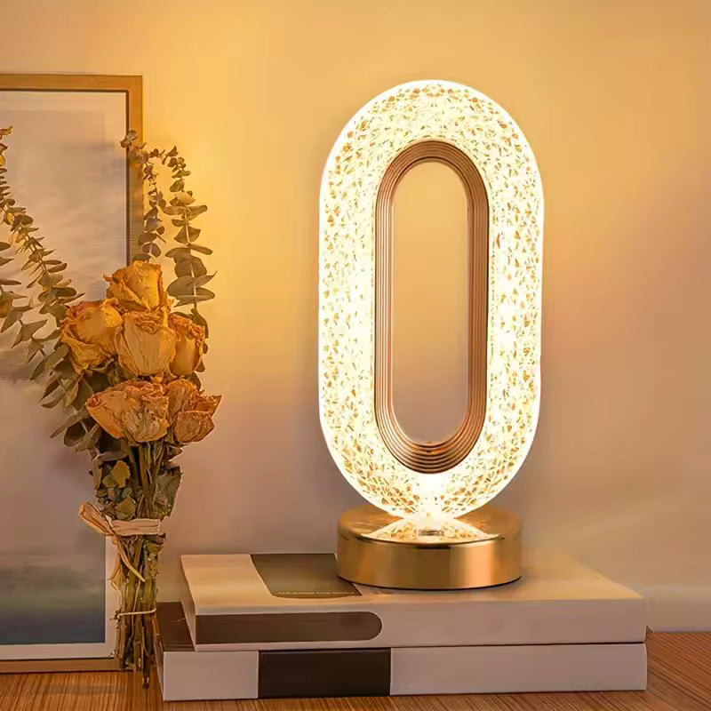 Crystal LED Table Lamp – USB Rechargeable Touch Dimming Bedside Light | Modern Home Decor Items In Pakistan