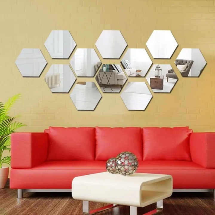 hexagon mirror wall stickers pakistan